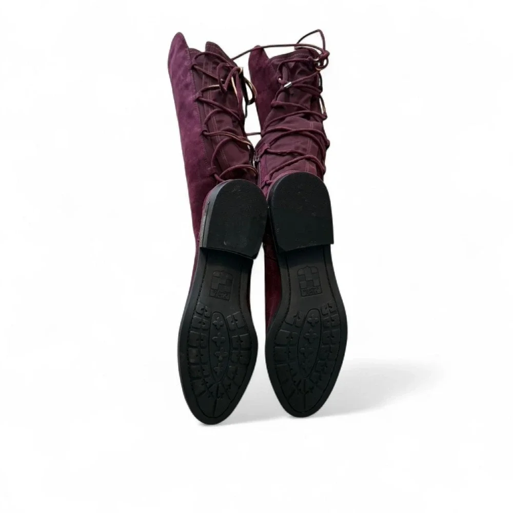 Vince Camuto‎ Parle Burgundy Over The Knee Suede Corset Lace Boots, Women's 8.5